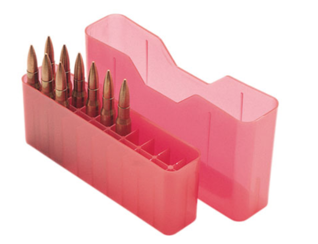 MTM Slip Top 20 Round Ammo Box270 WSM, 300 WSM, 45-70cal Clear Red image 0